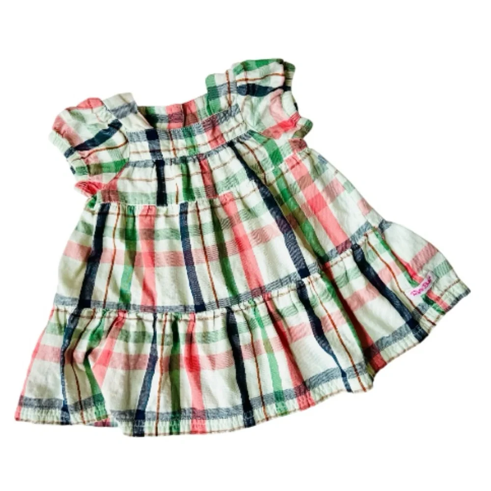 Rufflebutts Plaid Pink Green Blue Dress 6-12 months